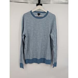 J Crew Cotton Linen Crewneck Sweater In Heather Microstripe Men's Large Comfort